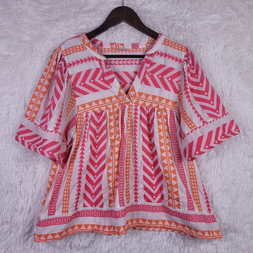 Old Navy Women Multicolor Aztec‎ Print Blouse Boho Southwestern Sz L